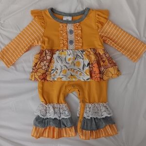 Stripes & Floral Fall Romper NWOT
